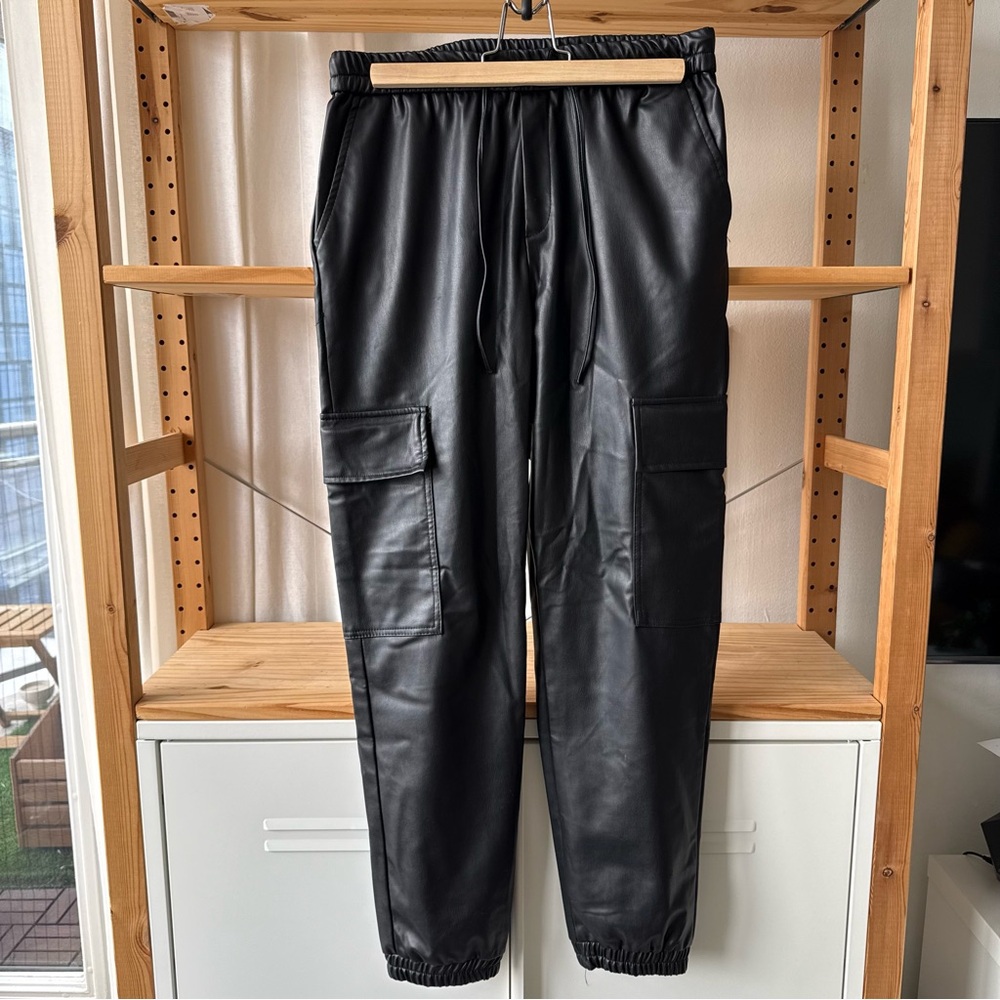 Zara Black Leather Joggers